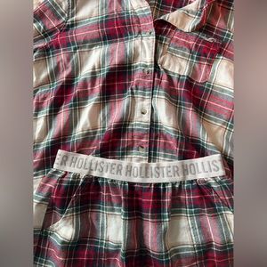 Hollister pajama set. Long sleeve flannel shirt + flannel shorts. size small